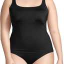 Lands' End Women's Square Neck Underwire Tankini Top Swimsuit Adjustable Straps (12, Black)