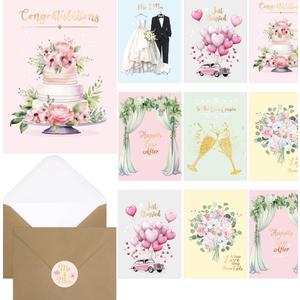2 x Fancy Land Wedding Cards Assortment Engagement Congratulations Card for Bride and Groom for Wedding Party Supplies Anniversary Favors 24Pcs