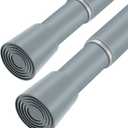 Silver Grey Adjustable Shower Curtain Rod 28-64 Inches 2 pc, 7/8" Diameter Anti-slip Heavy Duty Tension Spring Curtain Rod No Drill for Windows Bathroom Kitchen Closet Doorway