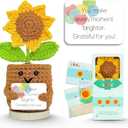 Birthday Gifts for Mom, Handmade Positive Crochet Sunflower for Home Office Desk Decor, Thank You Gifts for Women Teacher Friend Daughter Nurse Coworker,Emotional Support Plant with Positive Card