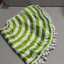 MACTING Christmas Green and White Tree Skirt 30 Inch Small Annual Rings Tree Mat with Pom Poms Little Xmas Tree Cover for Halloween Holiday Indoor Home Party Xmas Decorations