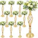 10 PCS Gold Centerpieces Table Decorations 20 Inch Tall Metal Flower Vases Elegant Arrangement Stand Candle Holder for Wedding Receptions, Birthday Parties, Holiday Events & Home Decor