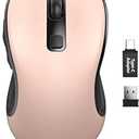 Trueque Wireless Mouse for Laptop, 2.4GHz Ergonomic Computer Mouse with Back & Forward Buttons, 3 Adjustable DPI Levels, 6 Buttons, Optical USB Cordless Mice for Windows PC (Pink, 1 Pack)