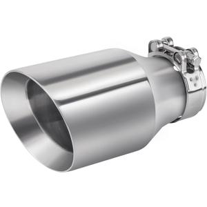 2.5 to 3.5 Inch Exhaust Tip 2.5"Inlet to 3.5"Outlet Exhaust Tips 6.7" Length Muffler Tip 304 Stainless Steel Tailpipe Diesel Exhaust Tip Double Wall Polished Slant Cut Clamp On (Sliver)