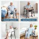 4-in-1 Bariatric Bedside Commode Chair, 1000lbs Heavy Duty Shower Chair, Extra-Wide Seat, Robust Carbon Steel, 5 Adjustable Height, Raised Toilet Seat for Seniors, Disabled, Bariatric Users
