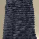 Kevin Textile Soft Plush 14x24 Inch Lumbar Pillow Cover 1 Pack, Luxury Fluffy Faux Fur Striped Flannel Rectangle Cushion Case for Couch Sofa Chair Bed Home Decor, Grey Blue