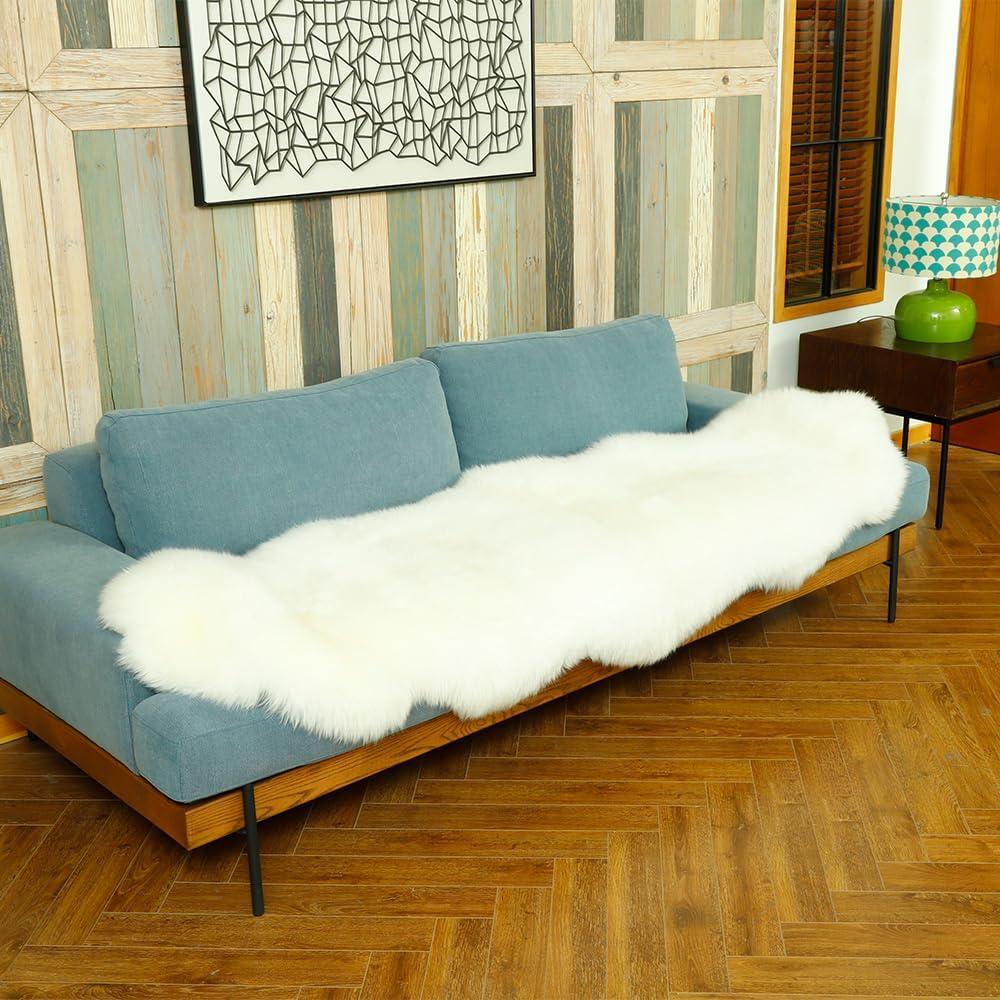 Genuine Sheepskin Rug New Zealand Luxury Lambskin Rug, Natural Fluffy Sheepskin Throw for Bedroom Living Room Children's Room - Premium Area Rug Chair Cover (26 Feet, Cream White)