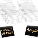 15 Pack Acrylic Photo Frames 4x 6 Inches Clear Picture Frames Plastic Collage Frames Flyer Display Vertical Slanted Back Stand Up Sign Holder for Office Desktop Photo Picture Menu Document