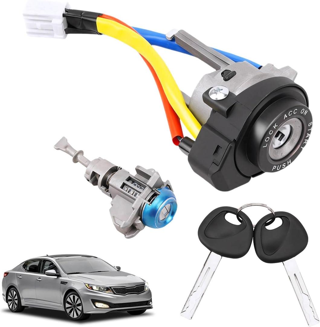 RAMATA 81970-2TA00 Ignition Lock Cylinder Start Switch with Keys, Left Driver Side Door Lock Cylinder, Compatible with 2011 2012 2013 2014 2015 Kia Optima 2013 2014 2015 2016 2017 Kia Rio