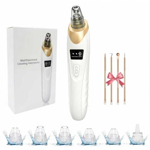 2026 Blackhead Remover with 5 Suction Heads & 4 Gold Extractor Needles, Electric Blackhead Vacuum Pore Vacuum for Deep Facial Cleaning, USB Rechargeable for Women & Men-Khaki