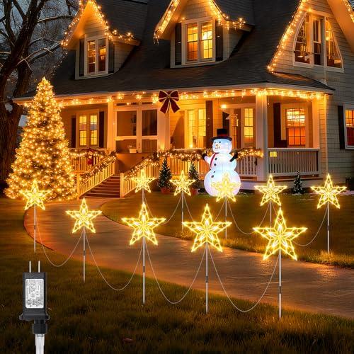 Brightown Pathway Lights Outdoor Christmas Decorations, 2 Set Total 20-Pack Large Waterproof Stake Decorative Light for Outside Sidewalk Yard Lawn Path Walkway Driveway Marker Stake, Warm White