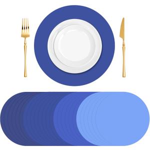 100 Pcs Blue Paper Place Mats 13.5 Inch Round Placemats Gradient Disposable Table Mats for Birthday Party Wedding Baby Shower Reception Decor