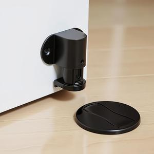 1 Pack Magnetic Door Stopper  Adjustable Magnetic Door Stop for Bottom of Door, Floor Mount Magnet Door Holder with Nail-Free Glue Included, No-Drilling (Black)