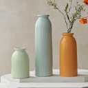 10.4 inches Tall Decorative Ceramic Vase Set, 3 Pieces, Nordic Modern Boho Style, White, for Home Decor (Colorful)