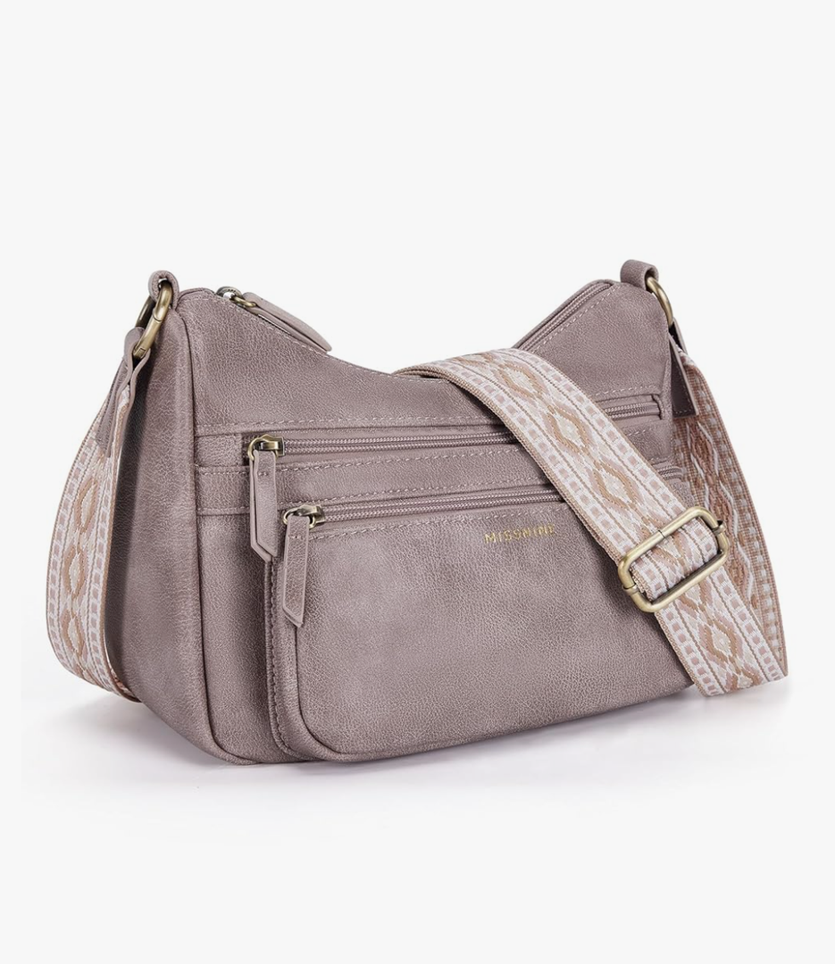 Missnine Crossbody Bags for Women, Medium Size Purses With Wide Shoulder Strap, Leather Trendy Cross Body Shoulder Handbags