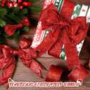 Yinder 4 Roll 40 Yards Christmas Metallic Wired Ribbon - Thick, Glitter, Tree & Gift Wrapping Ribbon for DIY Crafts & Xmas Party Decorations (Red, 2.5 Inch)