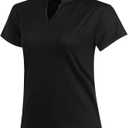 Women Golf Tennis Shirts,Athletic Women T-Shirts V-Neck Tops Short Sleeve Collarless Shirts (XL)