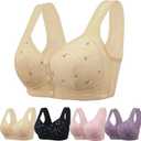 Bras for Older Women, Front Closure Push up Bra, No Underwire Front Closure Comfort Senior Snap Closing Bra Beige, Cup Size: DDD-42