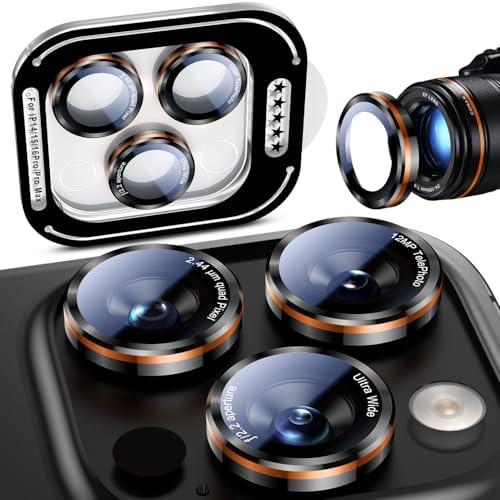 Uyiton for iPhone 16 Pro Max/16 Pro/15 Pro Max/15 Pro/14 Pro Max/14 Pro Camera Lens Protector - [2025 Design] Military-Grade Tempered Glass Metal Camera Cover, Outdoor/Travel/Daily Use