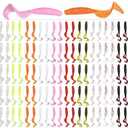 Lixada 100pcs 4cm Soft Artificial Fishing Lures Swimbait Tail Grub Lures Worm Moggot Grub Lures Baits (Mixed Colors)