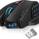 UtechSmart Venus Pro RGB Wireless MMO Gaming Mouse, 16,000 DPI Optical Sensor, 2.4 GHz Transmission Technology, Ergonomic Design, 16M Chroma RGB Lighting, 16 programmable Buttons, Up to 70 Hours (Classic black)