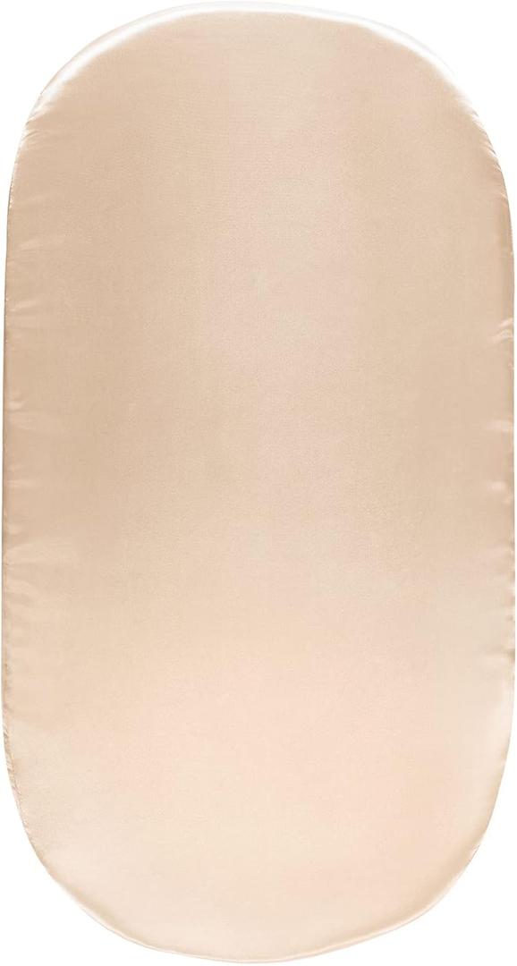 SiinvdaBZX Satin Bassinet Sheets for Baby Hair, Silky Soft Beige Bassinet Fitted Sheets for Hourglass, Oval & Rectangular Bassinet Mattress (Pack of 1)