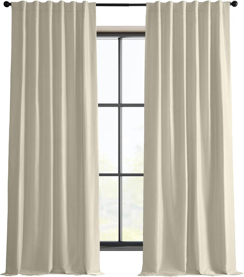 HPD Half Price Drapes Faux Silk Blackout Curtains 108 Inches Long for Bedroom & Living Room Vintage Textured Blackout Curtain (1 Panel), 50W x 108L, Off-white