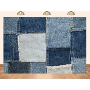10x8ft Fabric Denim Photo Studio Essentials Denim Photography Backdrop Vintage Blue Jean Patchwork Pattern Kids Women Birthday Banner Photoshoot Prop
