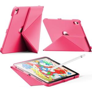 INFILAND Case for iPad (A16) 11th Generation 11 Inch 2025, iPad 10th Generation 10.9 Inch 2022 Slim Magnetic Origami Cover with Pencil Holder, Multi-Angle Stand, Auto Wake/Sleep (Watermelon Pink)