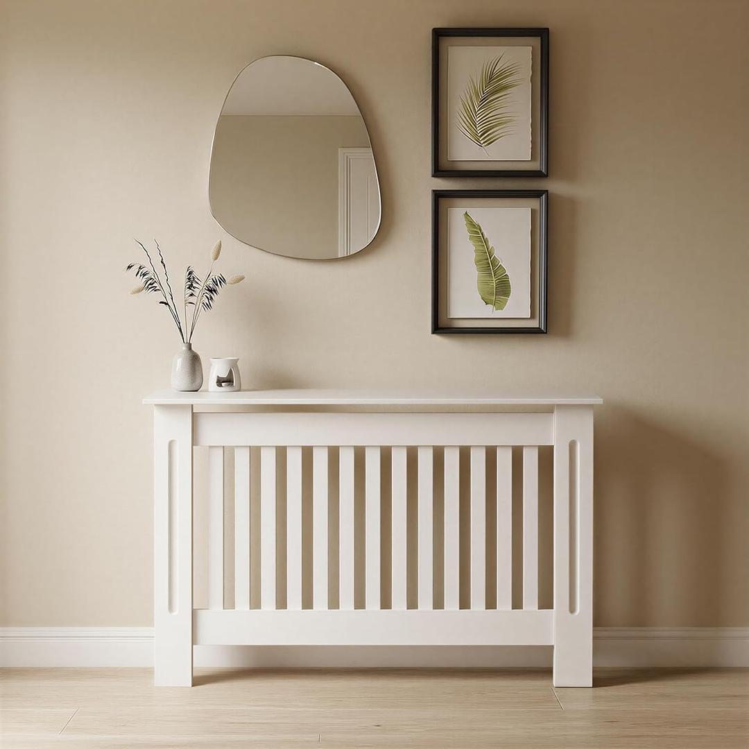Boruco Wooden Radiator Cover Cabinet Louvered Heater Shelf for Home, 44.1x32.1x7.5 in