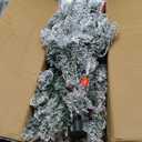 6 FT Pre-lit Snow Flocked Christmas Tree, Artificial Christmas Tree with 250 Warm White & Color LED Changing Lights, 600 PVC Branch Tips, Easy Assembly/Metal Stand/Hinged/8 Color Modes