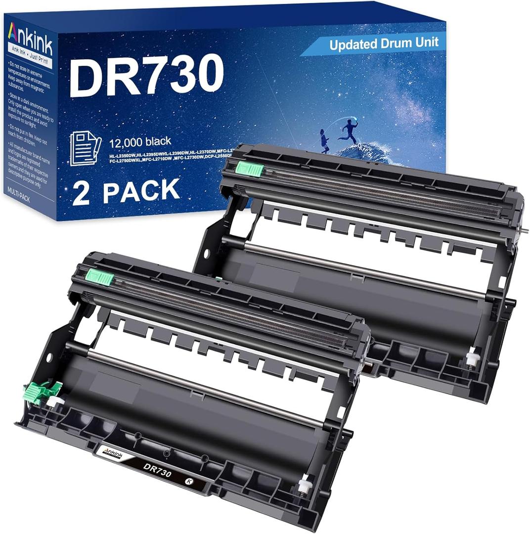 DR730 Compatible Drum Unit (Not Toner) Replacement for Brother DR-730(2 Pack) DR760 760 for HL-L2350DW HL-L2370DW HL-L2395DW HL-L2325DW MFC-L2750DW MFC-L2710DW L2690DW L2730DW DCP-L2550DW Printer
