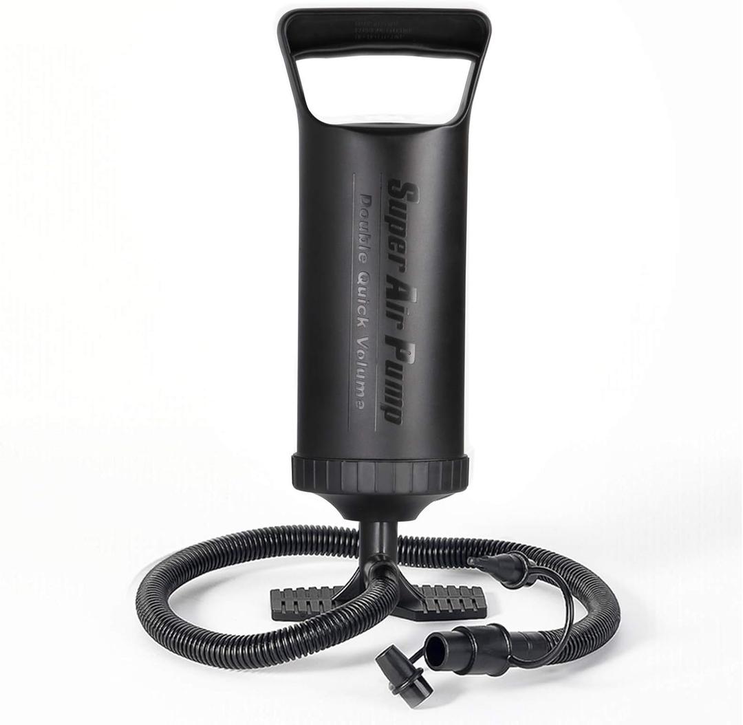 Hand Pump - Double Quick Air Pump for Inflatable, Hand Held Air Pump Rapid Inflation Portable Manual Air Pump with 3 Nozzle for Outdoor, Swimming Ring, Mattress, Pool Floats, Inflatable Toys