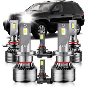 for Jeep Grand Cherokee 1999-2010 Fog Lights Bulbs Combo, 6pcs Super Bright 6000K White Multi Beam and Fog Lights Bulbs Package