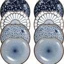 Goaste 8 Pack Ceramic Spoon Rest, 4.7" Cooking Utensil Rest Holder, Stackable Kitchen Gadget Spoon Cradle for Stove Top, Kitchen Counter, Housewarming Gifts, Vintage Blue