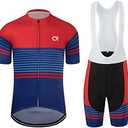 Coconut Ropamo CR Men's Cycling Jersey Set Road Bike Jersey Zipper Pocket Short Sleeves Cycling Kits Bib Shorts 3D Padded, L