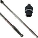 Breaker Bar 1/2 Drive 24 Long & 1/2 Inch Drive Ratchet Adapter (2pc Set) Premium Chrome Vanadium Heat Treated & Tempered For Extra Strength