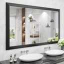 Amorho Black Bathroom Mirror, 60X36 Inch Thick Metal Framed Wall Mirrors for Over 2 Sinks, Bedroom, Living Room, Entryway, Large Rectangle Wall-Mounted Mirrors