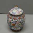 Urn for Human Ashes, Ceramic Keepsake Urn for Adult Female with Secure Lid, Decorative Floral Design for Memorial or Decoration (Flowers - A) (Medium)