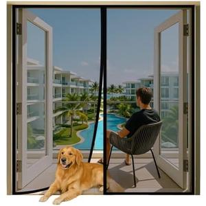 Magnetic Screen Door for 72"x80" French Door, Durable Fiberglass Double Door Screen Mesh Curtain Fits Door Opening up to 70" x79‘’ Keep Bugs Out