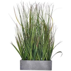 AlphaAcc 20 inch Fake Plants Weather Resistant Evergreen PVC Wheat Grass Plant in Pot Realistic Looking Fake Sea Grass for Home Office Decor Artificial Indoor Plant
