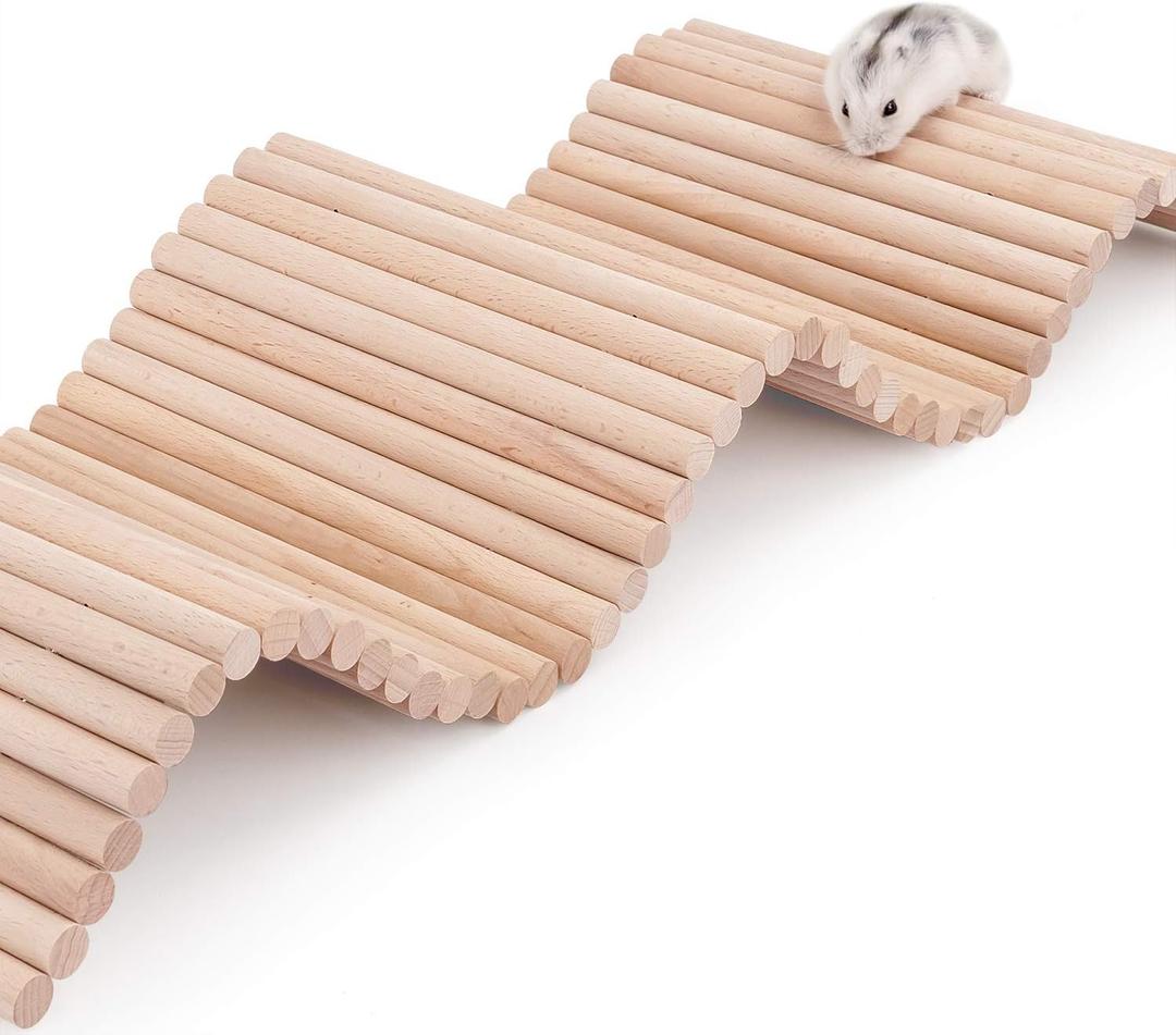 Niteangel Hamster Climbing Ladder Wooden Suspension Bridge for Guinea Pigs Rats Hedgehog Gerbils Mouse Sugar Glider and Other Small Animals (Large) (26.4 x 7.9")