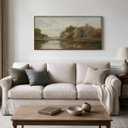 InSimSea Extra Large Framed Vintage Wall Art, River Swans Prints, 24x48inch