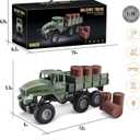 JPJCOOY RC Military Truck 6x6 Road Remote Control Car 1/16 Scale Remote Control Truck 4WD All Terrain Rock Army Transport Vehicle Toy Vehicle for Kids Children Boy Gift