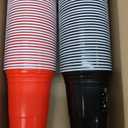 60PCS Pong Game Set, 16 Oz Disposable Plastic Party Cups for Cup Pong Games, College Parties & Graduation Celebrations - Red & Black