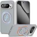 UGENINO Compatible with Google Pixel 9 Pro XL/Pixel 10 Pro XL Case with 360° Magnetic Ring Stand [Compatible with Mag-Safe] Shockproof Translucent Phone Case 6.8" for Women Men, Grey
