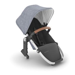 UPPAbaby RumbleSeat V2+ Second Lower Seat/Compatible with Vista V2 and Vista V3 / Adapters, Bumper Bar, Bug Shield Included/Gregory (Blue Mlange/Silver Frame/Saddle Leather)