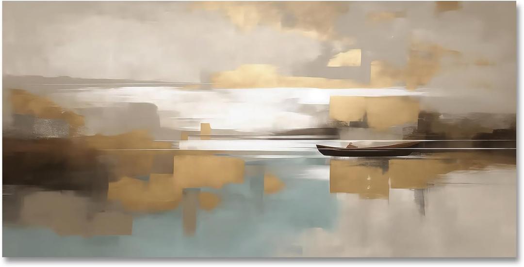 Beige Abstract Wall Art Living Room Wall Decor Canvas Painting Framed Modern Abstract Artwork Print Neutral Wall Art Bedroom Decor Picture Artwork for Office