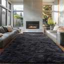 OLANLY 6x9 Machine Washable Large Area Rugs for Living Room, Bedroom, Soft Fluffy Shaggy Bedside Rug, Indoor Floor Carpet for Kids Girls and Boys, Dorms, Nursery, Home Decor Aesthetic, Black