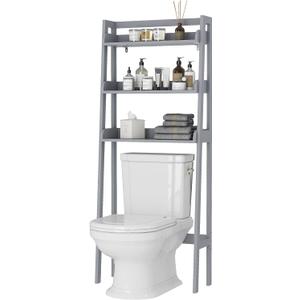 UTEX Over Toilet Bathroom Organizer, 3-Tier Above Toilet Storage Shelf Rack, Bathroom Shelves Over Toilet (Gray)